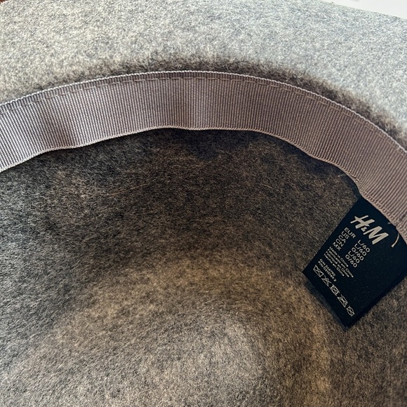 H&M Heather Gray Fedora Hat 100% Felted Wool with Vegan Leather Black Belt EUC‎ - Picture 13 of 16